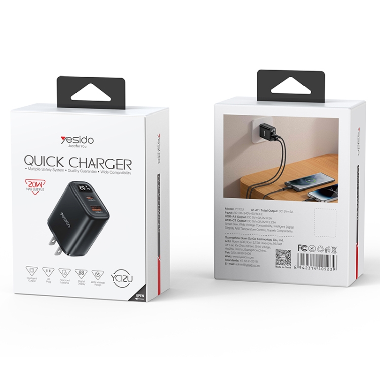 Quick Charger modelo YC12U yesido (2 puertos)